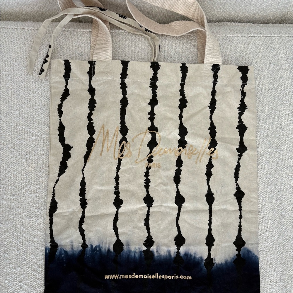 Beige and Black Tote Bag